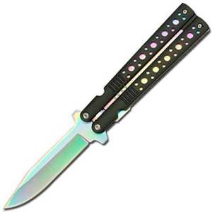 Tac-Force Assisted Opening Black Handle Rainbow Blade Knife