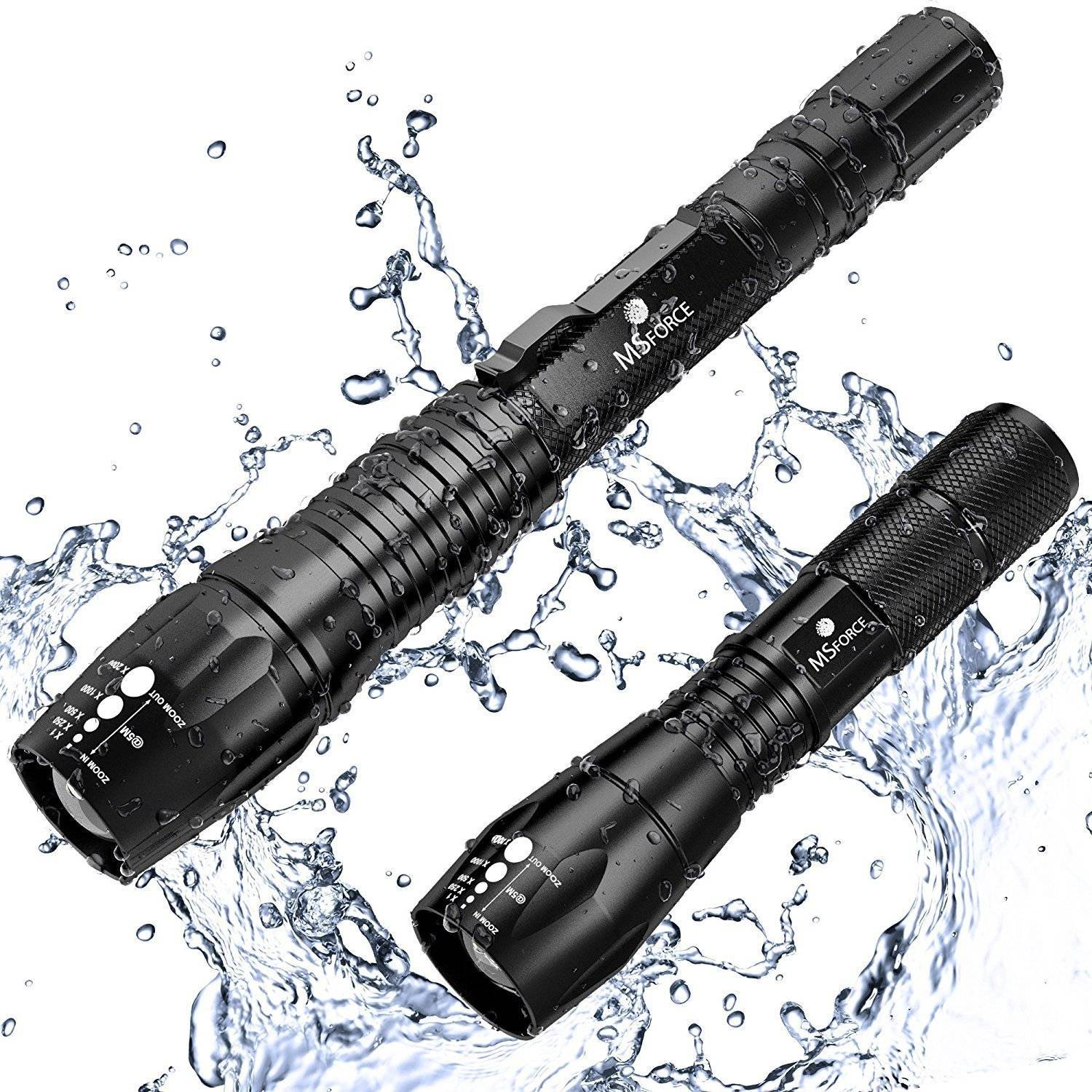 Water Resistant LED Tactical Flashlight Set