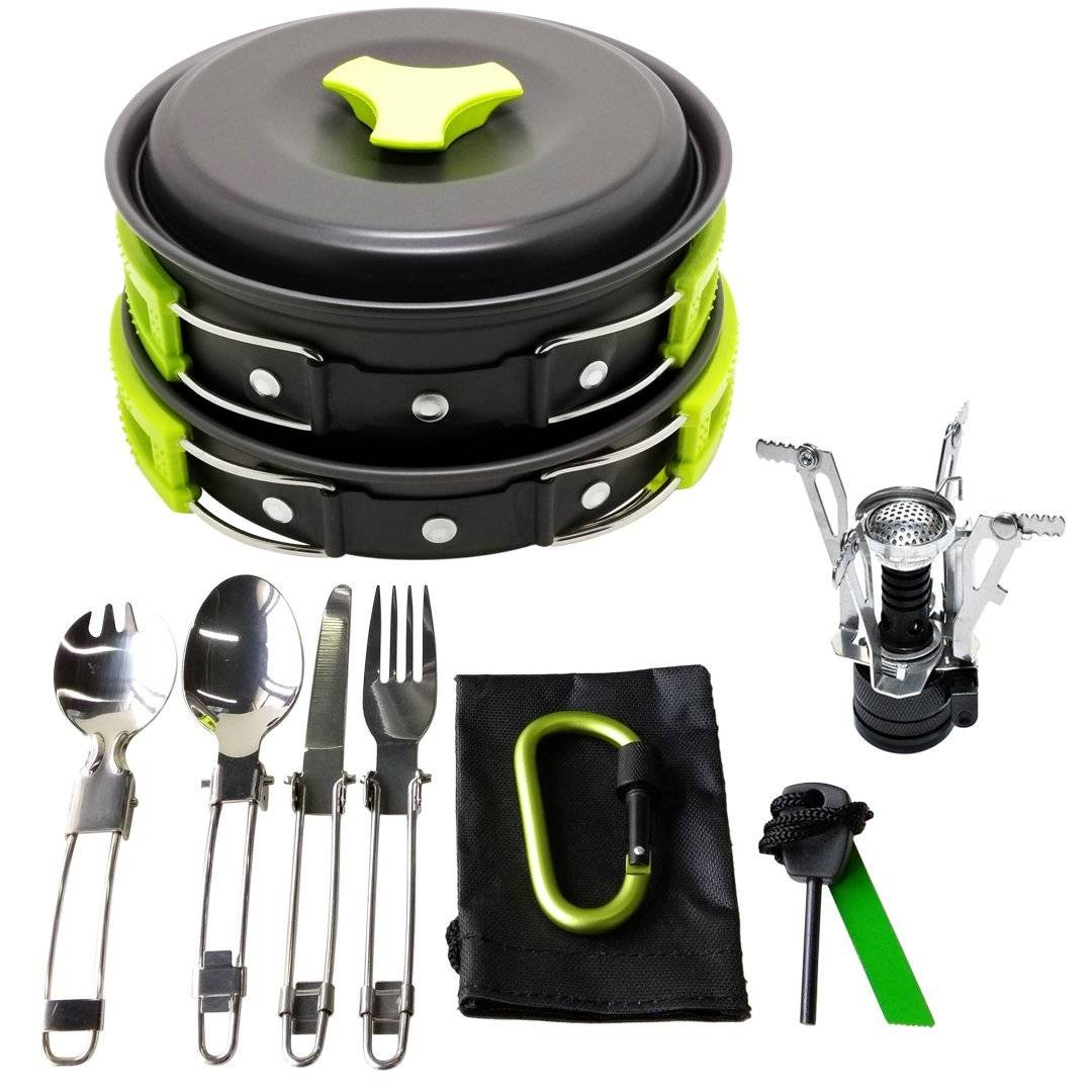 17 Piece Camping Cookware Mess Kit Bug Out Bag