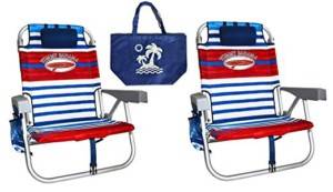 2 Tommy Bahama Backpack Beach Chairs with Medium Tote Bag