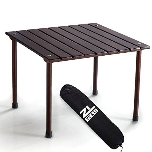 Original Brown Low Wood Portable Table with Carrying Bag