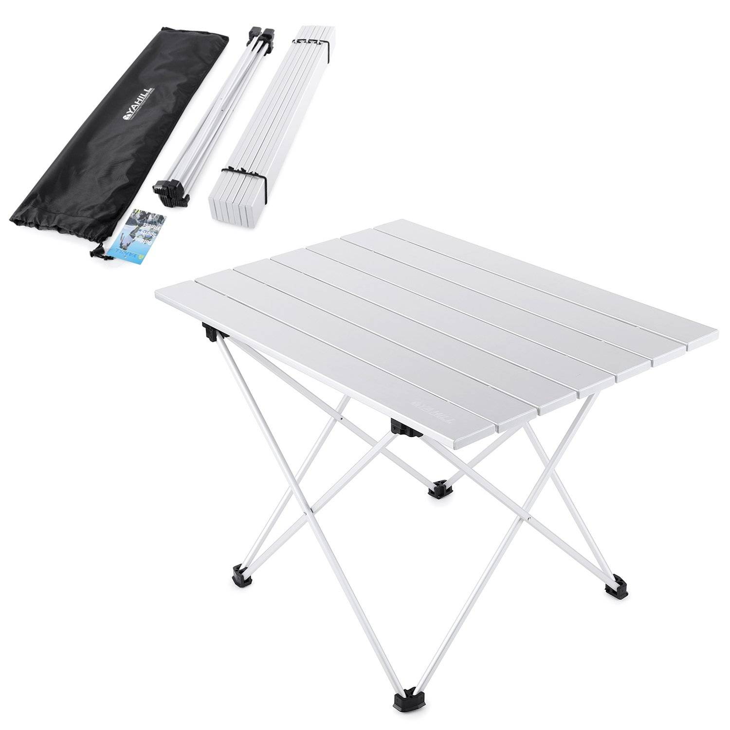 Yahill Aluminum Folding Collapsible Camping Table with Carrying Bag