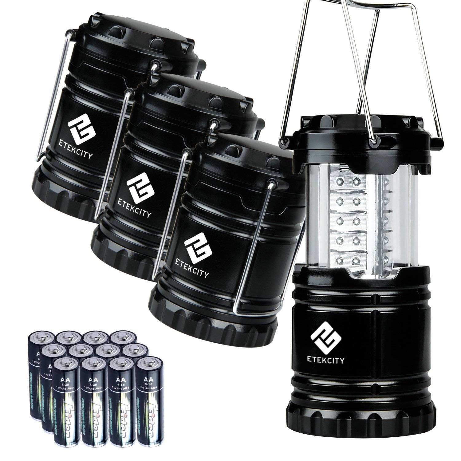 Etekcity 4 Pack Collapsible LED Camping Lantern with 12 AA Batteries