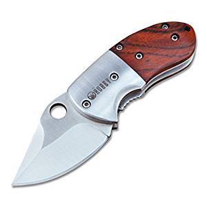 KUBEY Rosewood Handle Mini Folding Pocket Knife