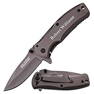 Titanium Coated Stainless Steel Quality Pocket Knife Free Engraving