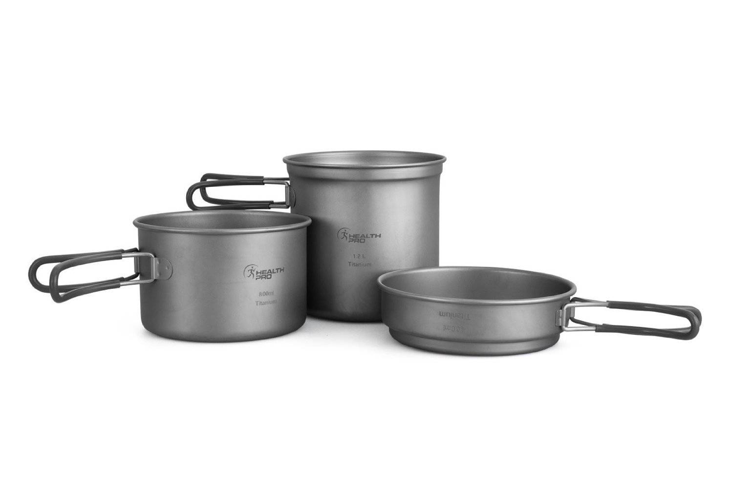 Titanium Lightweight 3-Piece Pot and Pan Camping Mess Kit Cookware Set