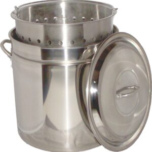 King Kooker 62 Quart Stainless Steel Camp Boiling Pot with Steam Rim