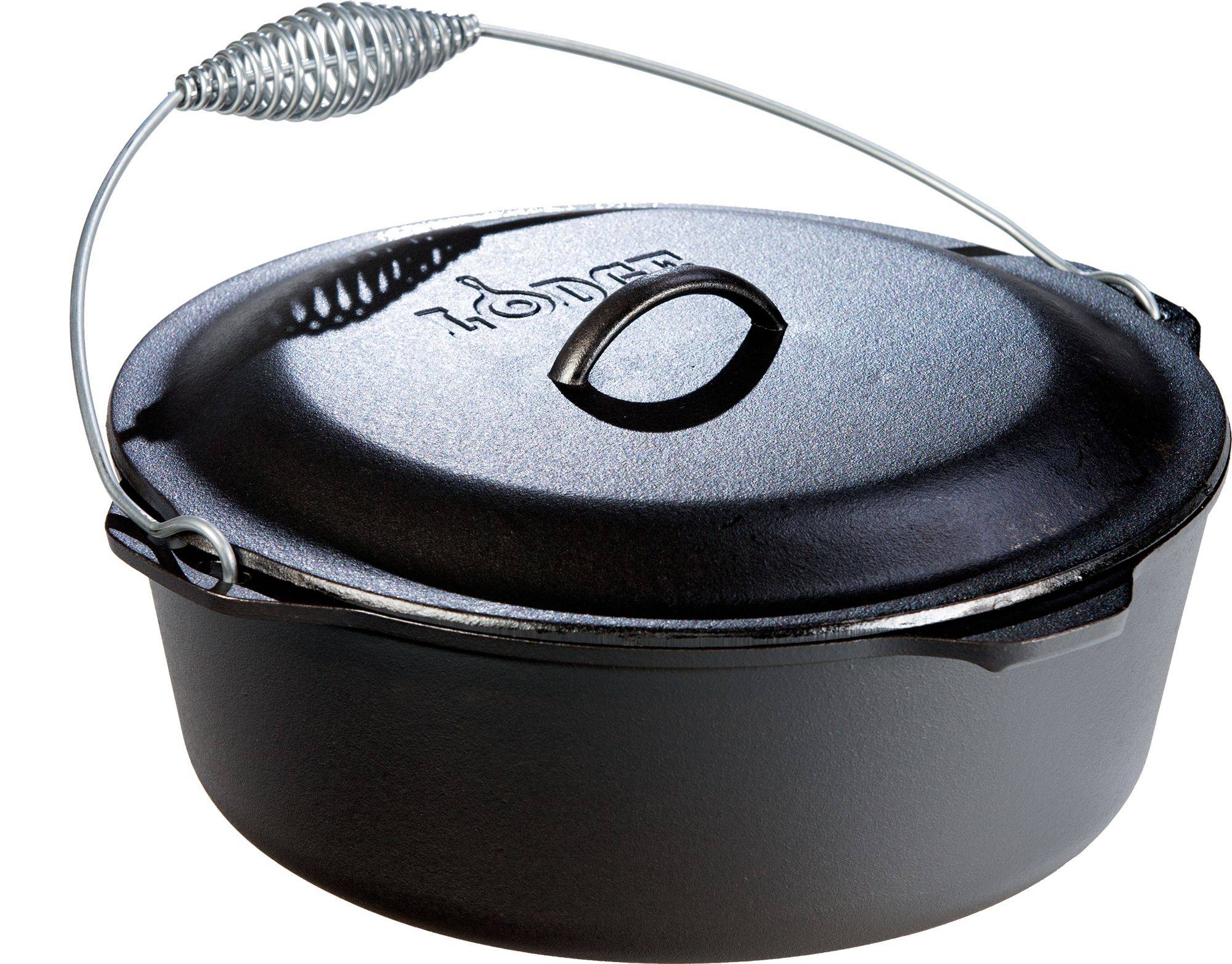 Lodge Cast Iron 9 Quart Camping Dutch Oven with Bail Handle